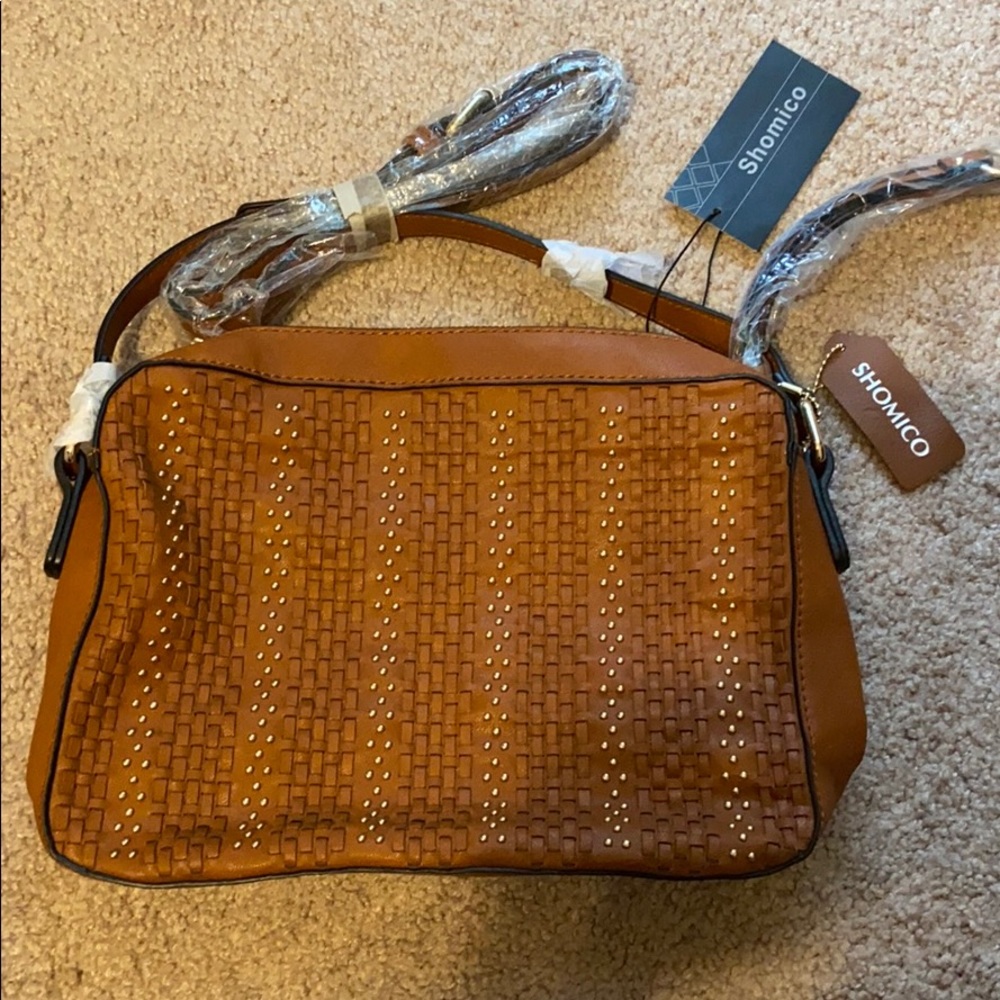 Shomico - Brown Leather Bag with long strap